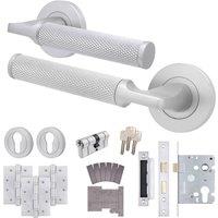 AFIT Satin Fire Door Handle Euro Lock Cylinder Set Fire Rated Locks Hinges in Silver | Size: 150mm x 150mm