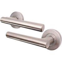 AFIT Satin Door Handles Round Rose T-Bar 1 Pair Olvera Range in Silver | Size: 150mm x 150mm