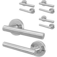 AFIT Satin Door Handles Round Rose T-Bar 4 Pair Olvera Range in Silver | Size: 150mm x 150mm