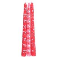 Something Different Girl Gang Bow & Heart Taper Candle (Pack of 3) in Pink