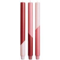 Originalhome Eden Diagonal Candles (Pack of 3) in Red