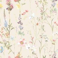 World of Wallpaper Elsie Floral Textured Wallpaper in Cream