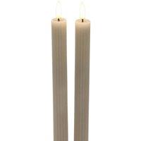 Hill Interiors Luxe Collection Ribbed Taper Candle in Taupe