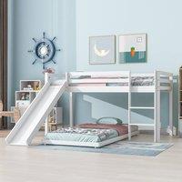 BTM Kids Cabin Bed with Slide & Adjustable Bunk, White