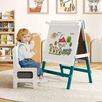 Costway Kids Dual-Sided Art Easel w/ Chair Height Adjustable Whiteboard
