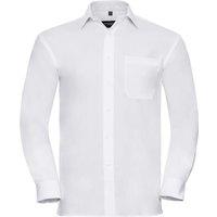 Russell Men's Long Sleeve Pure Cotton Work Shirt in White | Size: Large