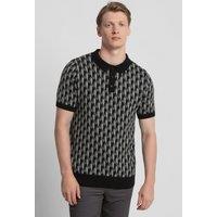 Steel & Jelly Men's Geometric Jacquard Short Sleeve Polo Shirt in Black | Size: Large