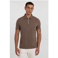 Steel & Jelly Men's Norwood - Leaf Textured Polo Shirt in Brown | Size: Medium