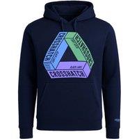 Crosshatch Men's Chest Print Navy Hoodie | Size: Large