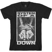 System Of A Down Men's Ensnared Cotton T-Shirt in Black | Size: Large