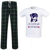 60 SECOND MAKEOVER Men's Life Is Better With A Rottie Tartan Trouser Pyjamas in Green | Size: XL