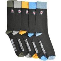 Lambretta Men's Contrast Socks (Pack of 5) in Black | Size: 6-11