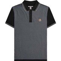 Lambretta Men's Houndstooth Big & Tall Polo Shirt in Black | Size: 5XL