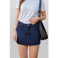 Women's Classic Denim Mini Skirt in Dark Blue | Size: XL