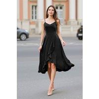 Women's Elegant Sleeveless Maxi Dress with Ruffle Detail in Black | Size: 2XL