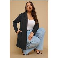 Yours Women's Longline Blazer in Black | Size: 16