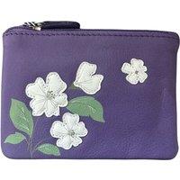 Mala leather Women's Sakura Floral RFID Coin & Card Purse in Purple