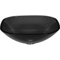 Living and Home Tempered Glass Countertop Washbasin Vessel Sink in Black