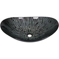 Living and Home Tempered Glass Countertop Washbasin Vessel Sink in Black