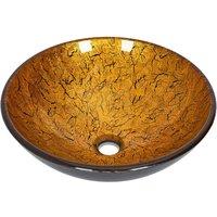 Living and Home Tempered Glass Countertop Washbasin Vessel Sink in Gold