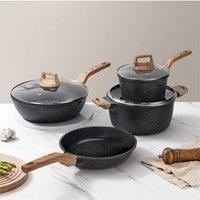 Living and Home 7Pcs Nonstick Cookware Set Pan Pot Set in Grey | Size: 8 Pack
