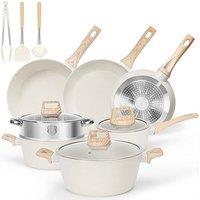 Living and Home 13Pcs Nonstick Cookware Set in Off-White | Size: 13 Pack