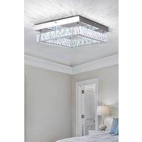 Living and Home 25W Rectangular Crystal Ceiling Light Chandelier in Silver