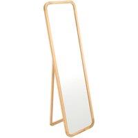 Living and Home 45x155cm Tempered Glass Full-Length Mirror with Stand & Pine Frame in Natural | Size: 45x155 cm