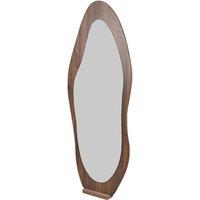 Living and Home Modern Abstract Tempered Glass Full Length Mirror in Walnut