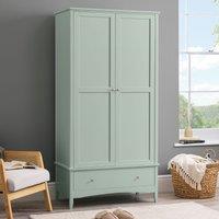 Christow Double Wardrobe with Drawer 2 Door Bedroom Storage Cupboard in Green