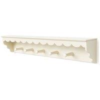 Melody Maison Ivory Painted Scalloped Edge Coat Peg Rail Hooks With Shelf - 80cm in Cream