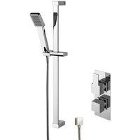 Balterley Concealed Square Twin Valve Slide Rail Kit Shower Bundle Set Chrome in Silver