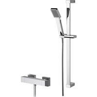 Balterley Thermostatic Bar Valve & Rectangular Slide Rail Kit Shower Chrome in Silver