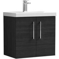 Balterley Bathroom Wall Hung 2-Door Vanity Unit Basin, Charcoal Black, 600mm in Black