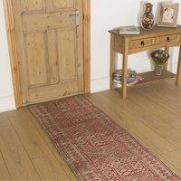 runrug Hallway Carpet Runner Rug - Soft & Comfy, 9mm - Afrikans in Dark Red | Size: 100 cm x 180 cm