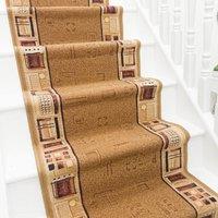 runrug Stair Runner Carpet - Durable, Non-Slip, 7mm - 'Jena' in Beige | Size: 66 cm x 660 cm