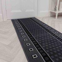 runrug Hallway Carpet Runner Rug - Soft & Comfy, 9mm - 'Caesar' in Dark Grey | Size: 60 cm x 390 cm