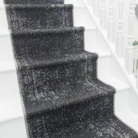 runrug Stair Runner Carpet - Reversible & Durable, 2mm - 'Tapestry' in Black | Size: 60 cm x 510 cm