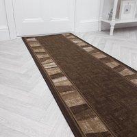 runrug Hallway Runner Rug - Non-Slip, Hardwearing, 5.4mm - 'Alba' in Dark Brown | Size: 80 cm x 330 cm