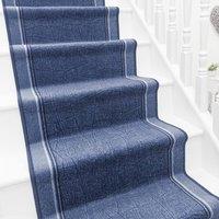 runrug Stair Runner Carpet - Soft & Comfortable, 8mm - 'Gala' in Blue | Size: 100 cm x 450 cm