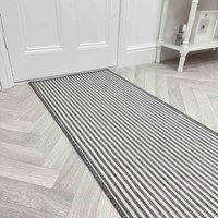 runrug Carpet Runner Rug - Indoor/Outdoor, Reversible, 2mm - 'Pinstripe' in Grey | Size: 60 cm x 180 cm