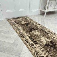 runrug Hallway Carpet Runner Rug - Soft & Comfy, 9mm - 'Native' in Brown | Size: 60 cm x 420 cm