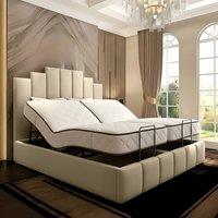 PARADISE BEDS LTD Tech Art Deco Electric Adjustable Bed Set with Pocket Sprung Mattress in Cream | Size: Single