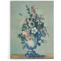 Artery8 Flowers in a Rococo Vase Still Life Cezanne Canvas Wall Art Print in Blue | Size: W18 x H24