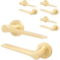 AFIT Brass Door Handle Satin Brass Internal Lever On Rose Door Handle 4 Pack in Gold | Size: 150mm x 150mm