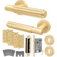 AFIT Brass Fire Door Handle Key Lock Set Satin Brass Internal, Lock Hinges in Gold | Size: 150mm x 150mm