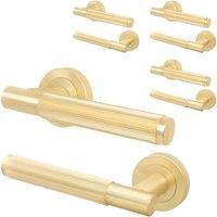 AFIT Brass Door Handle Satin Brass Internal Lever On Rose Door Handle 4 Pack in Gold | Size: 150mm x 150mm