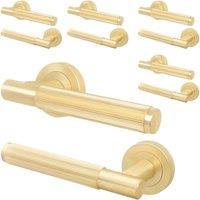 AFIT Brass Door Handle Satin Brass Internal Lever On Rose Door Handle 5 Pack in Gold | Size: 150mm x 150mm