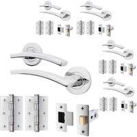 AFIT Chrome Door Handle Latch Polished Chrome Door Handle Latch Hinges 5 Pack in Silver | Size: 150mm x 150mm