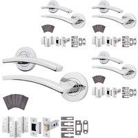 AFIT Chrome Fire Door Handle Latch Set Polished Chrome Latch Hinges4 Pack in Silver | Size: 150mm x 150mm